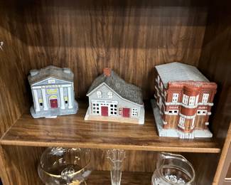 Christmas Village Houses - Library & general Store & Fire Station