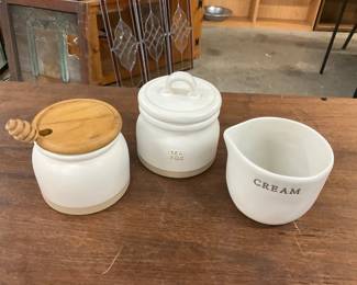 Hearth & Hand w/Magnolia Stoneware Crock Canister for Tean, Cream & Honey 