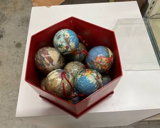 Set of J.C. Penny Paper Mache Christmas Ornaments