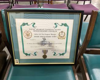 Framed Commemorative Certificate for Desert Shield/Desert Storm