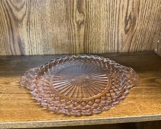 Anchor Hocking Waterford Waffle Pattern Pink Depression Glass Serving Platter