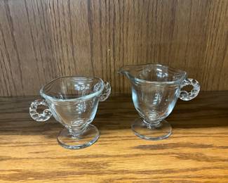Uranium Glass Sugar Bowl & Creamer