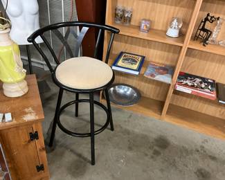 Metal Upholstered Swivel Bar Stool