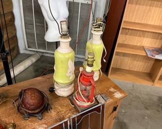 Amber Glass Brass Turtle Lamp - Aladdin Alacite Glass Lamps -Electrified Red metal & Glass Kerosene Oil Table Lamp