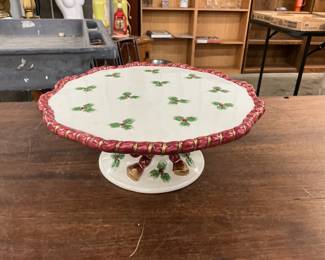 Fitz & Floyd Old World Santa 10 " Pedestal Cake Stand