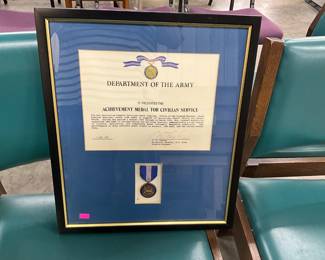 Framed Army Civilian Service Achievement Medal 