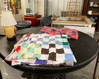 Patchwork Quilt Top - Red & Blue Small Quilt