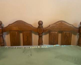 Mid-Century Solid Oak Queen Headboard - 38"H (Also available Dresser/Mirror and Chest of Drawers)
