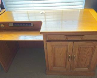 Solid Oak Desk w/Keyboard Shelf & Plug-Ins, Mouse Pad Shelf - 51"W x 23"D x 29"H (Also available Desk Chair)