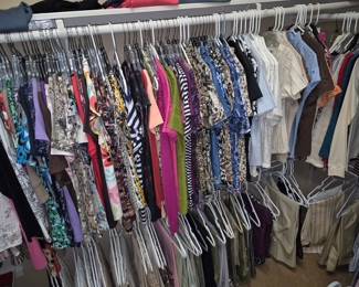Large Collection of Women's Clothing (2 Rooms Full, New & Gently Used) Sizes 4, 6, 8, Small & Medium: Tanks, SS & LS Tops & Blouses, Jackets & Blazers, Casual Zipper Jackets & Hoodies, Dressy Tops, Pullover Tops, Sweaters & Cardigans, Crops, Pants, Jeans