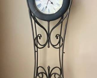 Decorative Wrought Iron Free Standing Clock - Battery Operated - 14"W x 15"D x 40"H