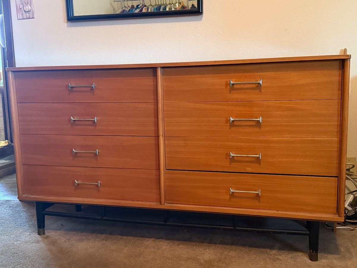 Mid century Drexel dresser with dog bone handles