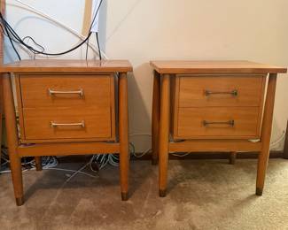 Matching Drexel bedside tables with dog bone handles