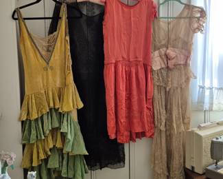 1920s and 1930s dresses. As found. 