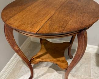 Antique Oval Two Tier Side Table