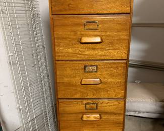 Vintage Wood Filing Cabinet