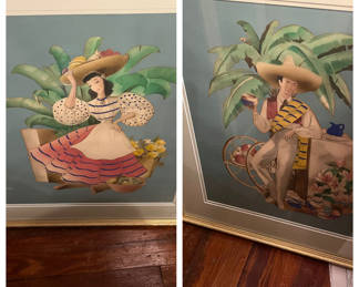 Vintage framed Bernard Picture Company MCM prints... Columbian man and woman
