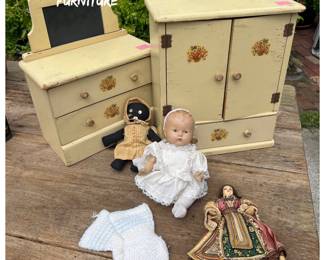 Great selection of miniature doll furniture as well as LOTS of dolls
