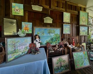 This is an absolutely fabulous collection of a local artist whimsical paintings as well as fairy houses & Old Florida beach scenes....don't miss the GREAT Palatka map & maybe a rendition of Marjorie Kinnan Rawlings house at Cross Creek,