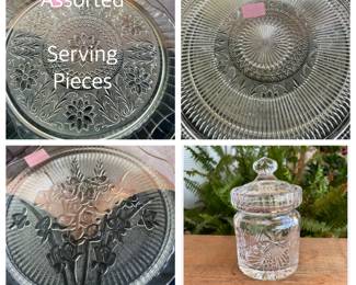 Great vintage pressed glass and crystal serving pieces