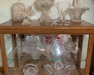 Great selection of glass - Hofbauer Byrdes lead crystal (made in West Germany), Double fish Cruet oil + vinegar set, Childs Punch Bowl