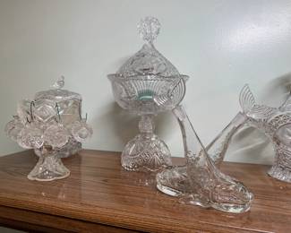 Childs punch bowl & double fish cruet oil + vinegar set