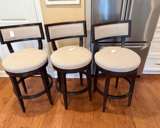 3 Ballard Design Heavy Mint Swivel Barstools