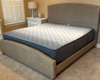 Pre Sell Item priced at 875. Kingsize Bed by Panama Jack with Beautyrest Mattress and electric adjustable riser for bed.