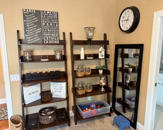 Two Pottery Barn wall shelf unit