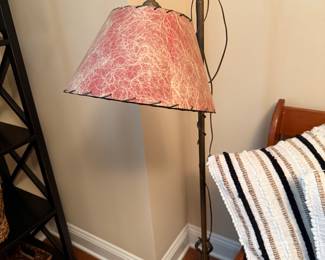 Rare antique metal floor lamp with original shade