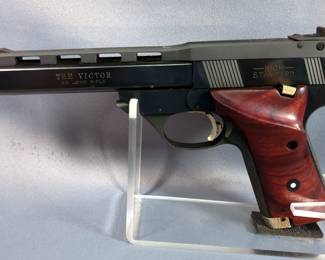 High Standard The Victor Military .22 LR Pistol SN# 2416050, Custom And Factory Grips, 5" Bbl, In Soft Case