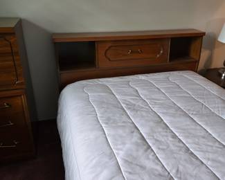 Bassett mid-century full size bed, mattress, boxspring