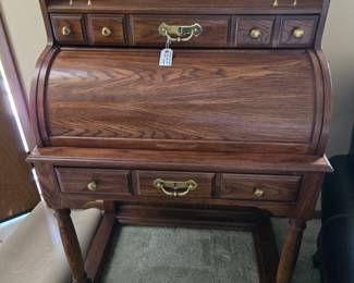 Mt. Airy Oak Roll Top Desk Closed