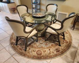 Drexel round glass top table and chairs