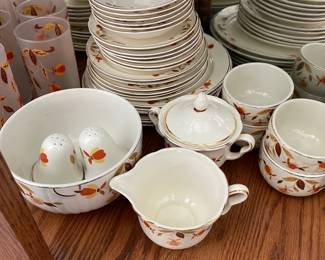 Vintage china - so sweet! I see matching glassware there too!