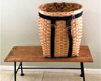 Allegash Pack Basket Bench with Wrought Iron Base
