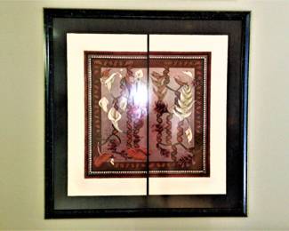 Colored 2 Paneled Engraving Titled "Double Helix" Artist Bruce Weinberg