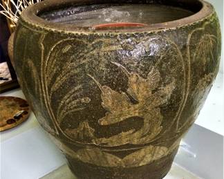 Large Vintage Chinese Egg Pot Jardiniere