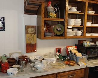 kitchen, Pfaltzgraff, chicken, rooster, microwave