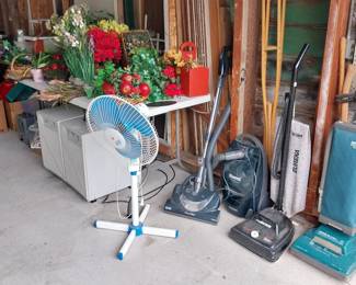 vacuums, fan, silk flowers, dehumidifiers