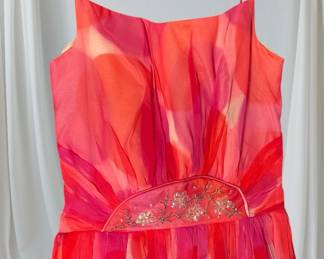 Mod Pink 60s Formal Dress And Scarf