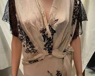 Two Piece Black And Off White Floral