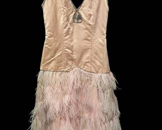 Baby Pink Feathered Satin Dress