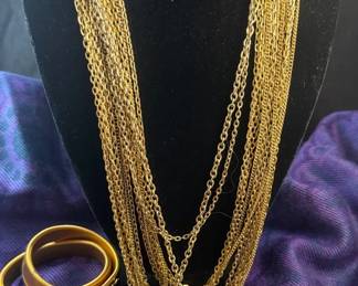 Vintage Crown Trifari Multistrand Necklace More Gold Tone Costume Jewelry