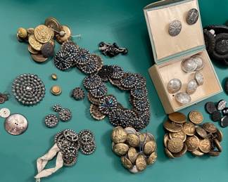 Vintage Button Collection, Military, Glass, Metal