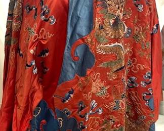 Antique Redorange Chinese Dragon Robe