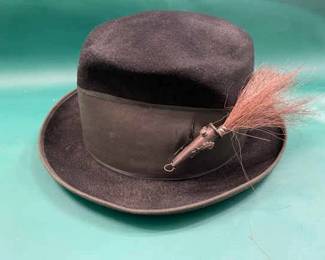 Dark Green Hat With Satin Band