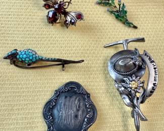 Antique Vintage Scatter Pins, 12 Sterling Buckle  More
