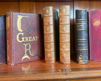 Antique Books By Milton, Tennyson, Joel Cooks England More
