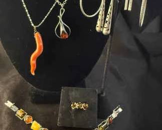 Sterling Earrings, Ring, Other Costume Jewelry